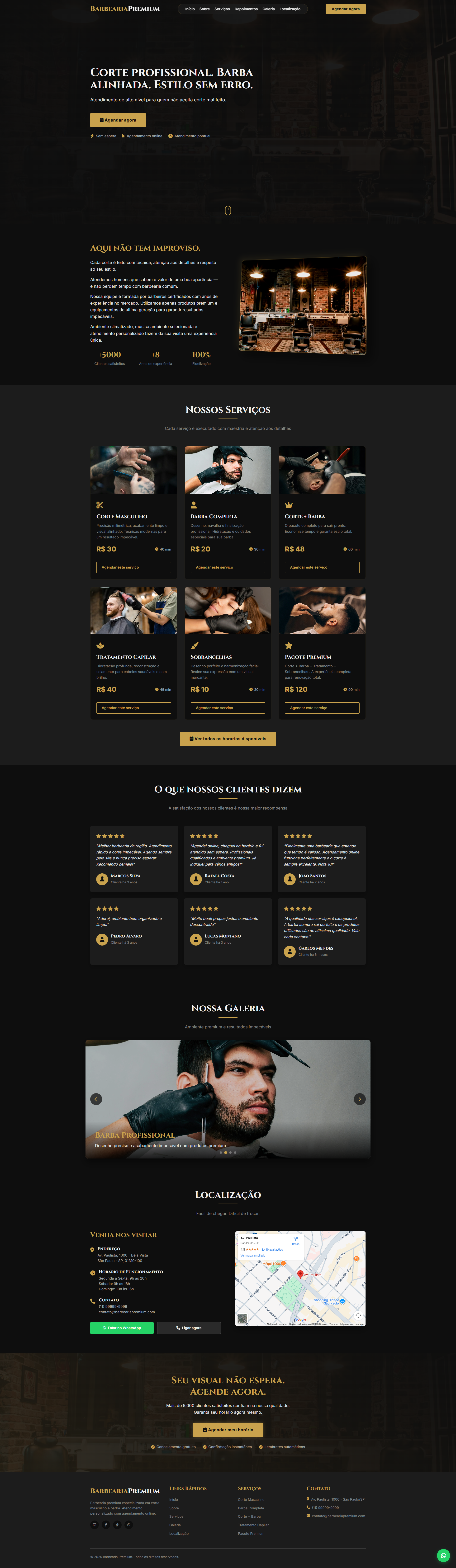 Barbearia premium - site com agendamento 